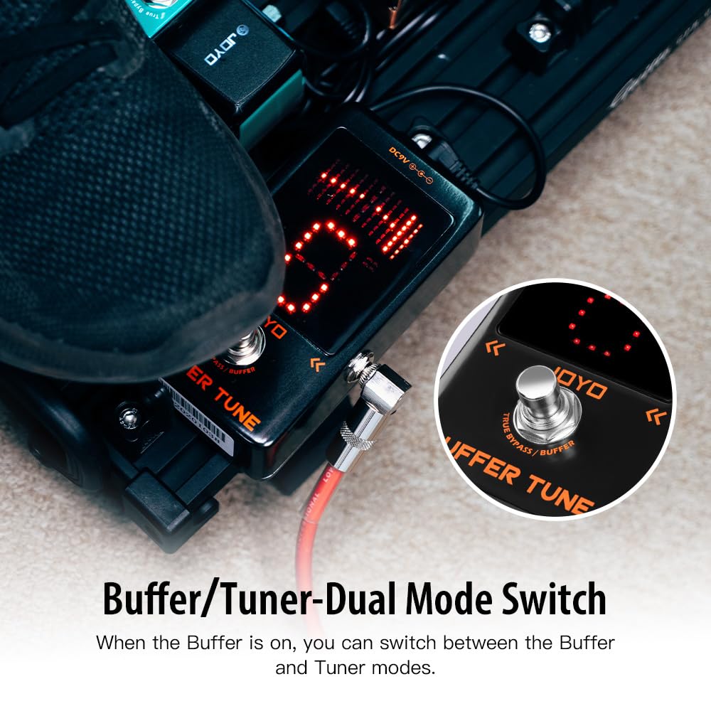 JOYO Buffer Tuner Pedal Built-in Buffer with Accurate Tuning and LED Screen for Electric Bass Guitar Effects (Buffer Tune JF-19)
